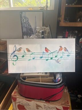 Print on canvas.. music notes with birds